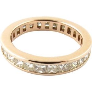 Vintage 14 Karat Yellow Gold Princess Diamond Wedding Band Size 6.25 #3929